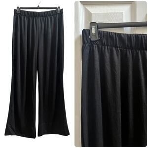 H&M New Black Viscose Blend Elastic Waistband Wide Leg Pant Size XL Minimalist